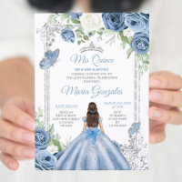 Mis Quince Dusty Blue & Silver Floral Quinceañera