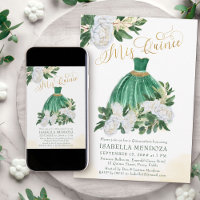 Mis Quince Emerald Green Peony blanc Quinceanera