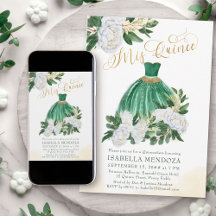 Mis Quince Emerald Green Peony blanc Quinceanera