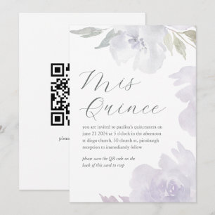 Invitation Mis Quince Floral Anniversaire Quinceañera QR Code