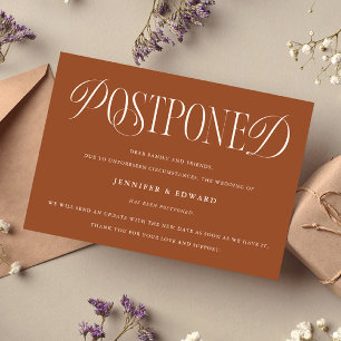 Invitation Mise à jour classique du Mariage reporté Terracott