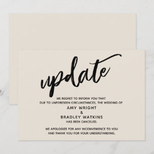 Invitation Mise à jour d'annulation de mariage écrite à la ma