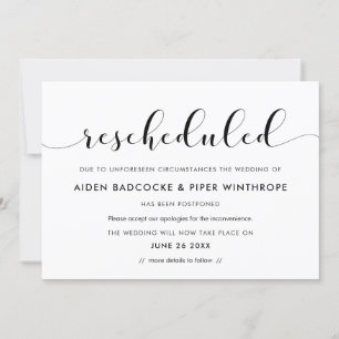 Invitation Mise à jour de la nouvelle date de mariage chic
