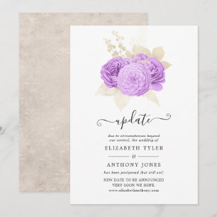 Invitation Mise à jour de mariage floral violet et ivoire