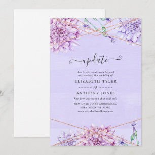 Invitation Mise à jour de mariage géométrique floral lavande