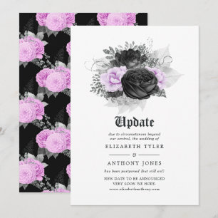 Invitation Mise à jour de mariage gothique floral noir, viole