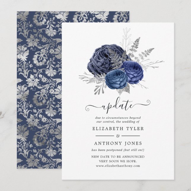 Invitation Mise à jour des Mariages floraux de marine et d'ar (Devant / Derrière)