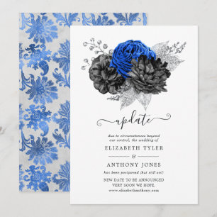 Invitation Mise à jour des Mariages floraux Royal Blue, Black