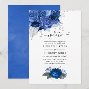 Invitation Mise à jour des Mariages floraux Royal Blue et Sil