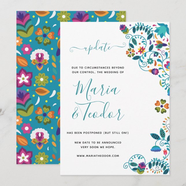 Invitation Mise à jour du mariage de style mexicain à motif f (Devant / Derrière)