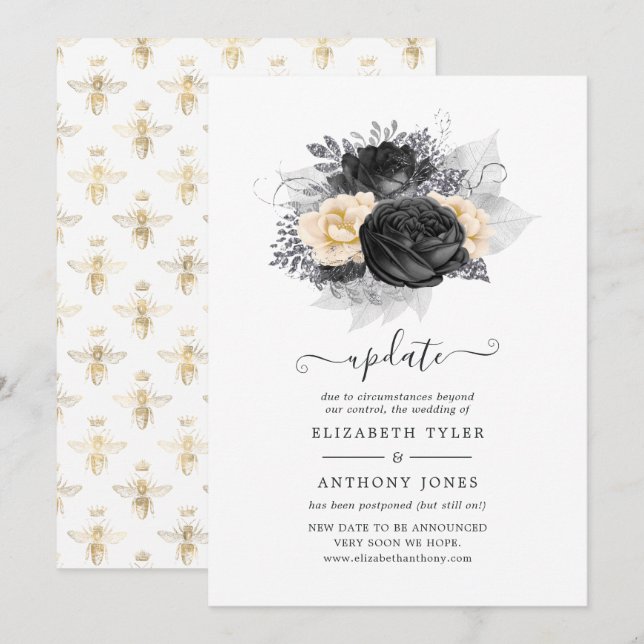 Invitation Mise à jour du Mariage des abeilles florales vinta (Devant / Derrière)