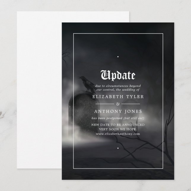 Invitation Mise à jour du Mariage gothique d'Halloween (Devant / Derrière)