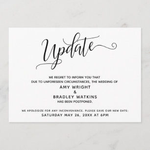 Invitation Mise à jour élégante de l'annonce de mariage repor
