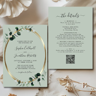 Invitation Mise à jour Eucalyptus Gold Sage tout en un Mariag