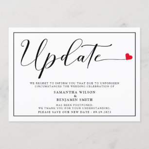 Invitation Mise à jour Mariage simple élégante