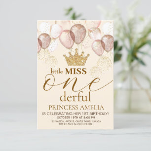Invitation Miss Onederful Crown Princesse 1er anniversaire