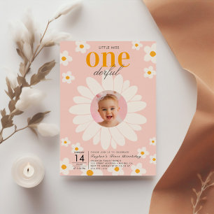 Invitation Miss Onederful   Photo Flower 1er anniversaire