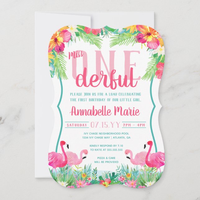 Invitation Miss ONEderful Premier anniversaire Luau (Devant)