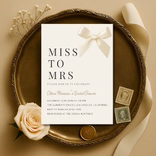 Invitation Miss to Mrs Coquette Bow Baby Shower
