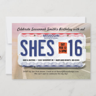 Invitation Missouri 16e anniversaire de la fille