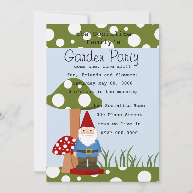 Invitation Mister Mushroom Garden Gnome (Devant)