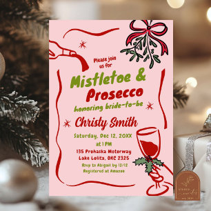 Invitation Mistletoe de Noël et Prosecco pour l'enterrement d