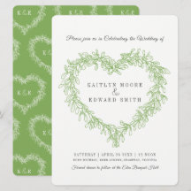 Mistletoe ligne coeur art mariage vert blanc