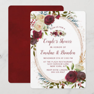 Invitation Mistletoe Manor Oval Frame Couple Wedding shower