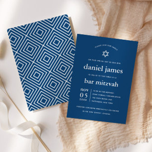 Invitation Mitzvah Moderne Bleu Nuit avec Étoile de David