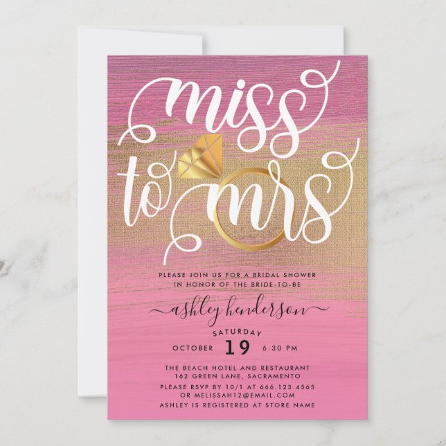 Invitation Mlle À Mme Chic Fête des mariées (Devant)
