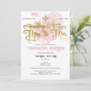 Invitation Mlle à Mme Chic Heart Map Fête des mariées de voya