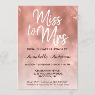 Invitation Mlle à Mme Metallic Glam Rose Fête des mariées or