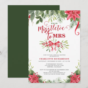 Invitation Mlle À Mme Mistletoe Elégante Fête des mariées d'h