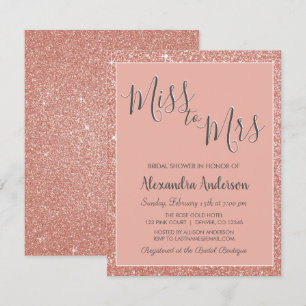 Invitation Mlle à Mme Rose Gold Parties scintillant Fête des 