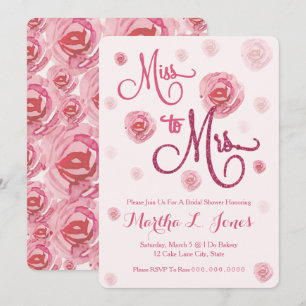 Invitation Mlle à Mme roses nuptiales de rose d'invitation de