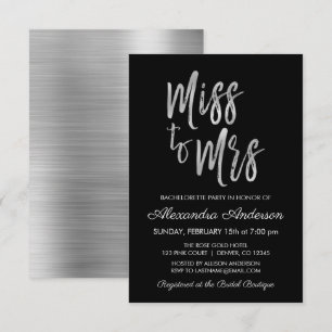 Invitation Mlle à Mme Silver Bachelorette Party