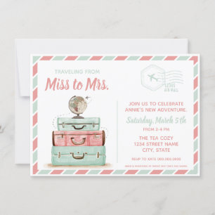 Invitation Mlle à Mme Voyage nuptiale douche corail menthe