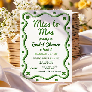 Invitation Mlle à Mme Wavy Lucky Fête des mariées verte