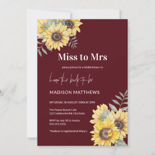 Invitation Mlle Bourgogne à Mme Sunflower Fête des mariées