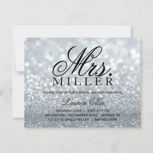 Invitation - Mme ouvrière Fête de la mariée 2 Silv (Devant)