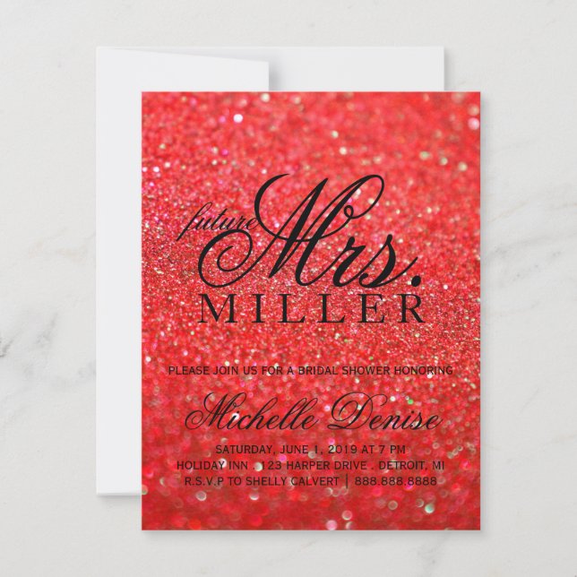 Invitation - Mme ouvrière rouge Bridal de Glit de (Devant)