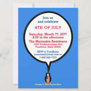 Invitation Mme Pingouin qui parle USA 4 juillet