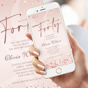 Invitation Mobile Anniversaire 50 ans Rose Gold Ci