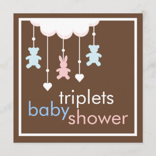 Invitation mobile de baby shower de triplets doux