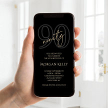 Invitation Mobile pour les 90 ans de Modern Black