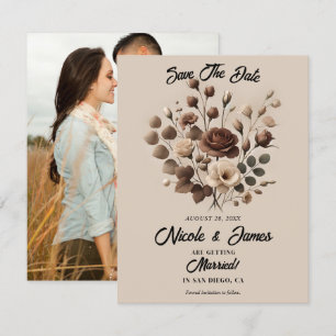 Invitation Mocha Mousse Beige Brown Floral Enregistrer La Dat