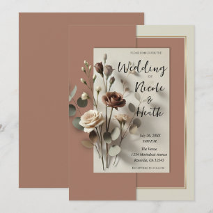 Invitation Mocha Mousse Mariage végétal moderne