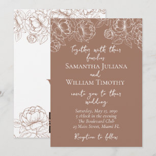 Invitation Mocha Mousse Moderne Boho Floral Minimaliste Maria