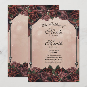 Invitation Mocha rouille Brown Roses Élégant Mariage de autom