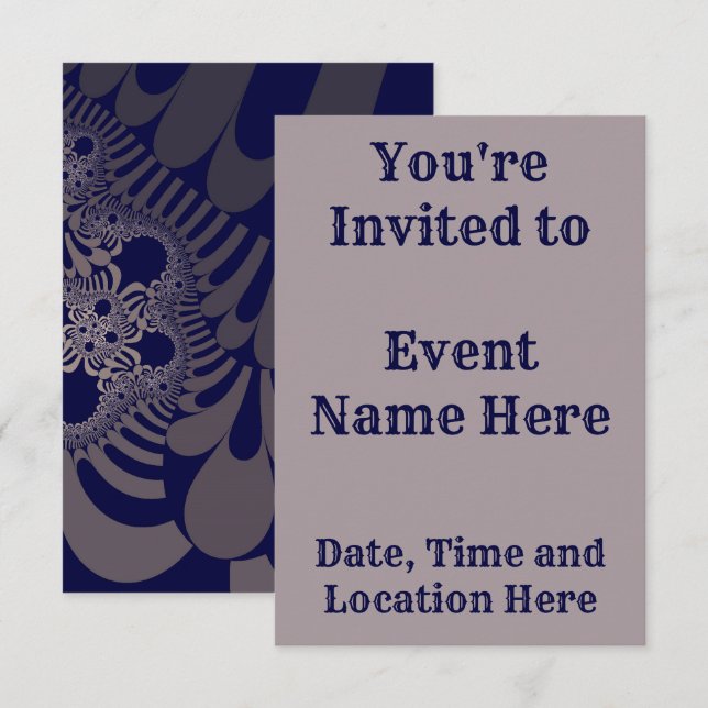 Invitation Mod bleu et argent (Devant / Derrière)